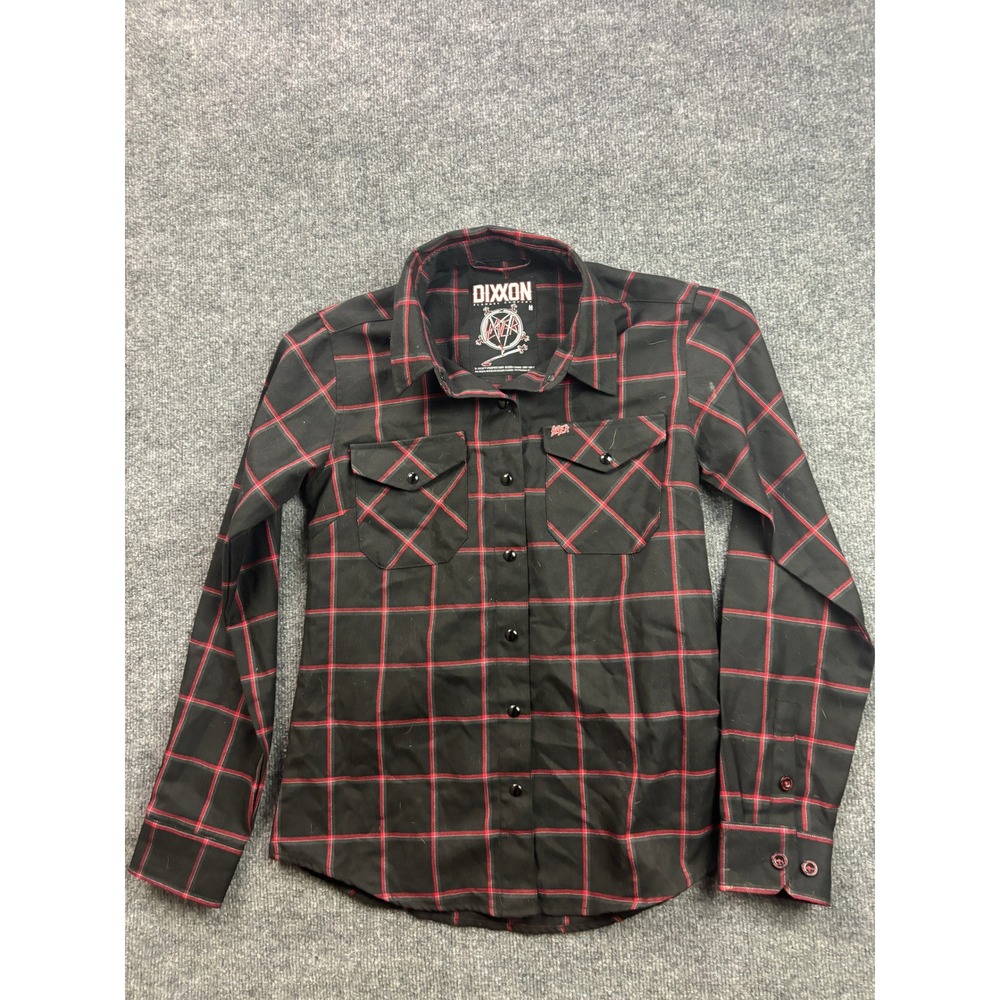 Dixxon Flannel Co Slayer Shirt Womens M Black Red Plaid Long Sleeve Button Up